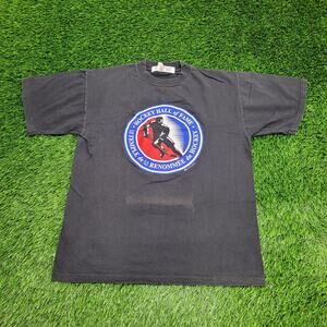 Vintage 90s Hockey Shirt M/L 20x25 Faded Black Hall-of-Fame